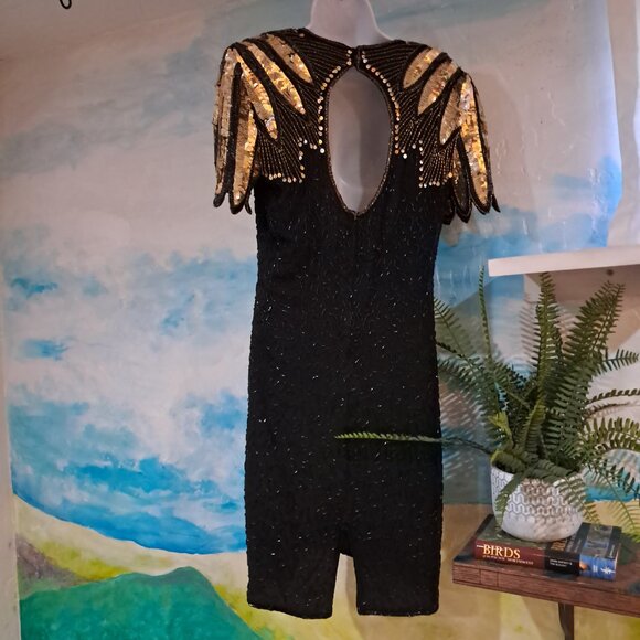 Stenay size 6 vintage sparkly black & gold dress, great condition - Picture 2 of 10